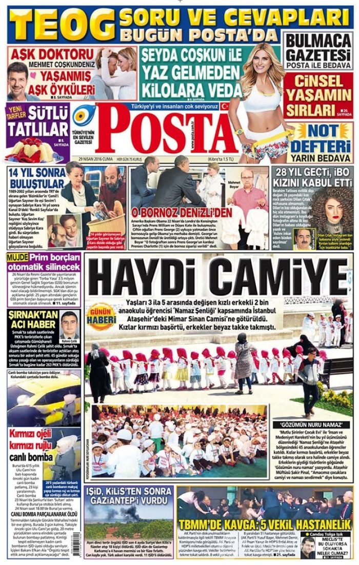Günün gazete manşetleri  29 Nisan 2016

