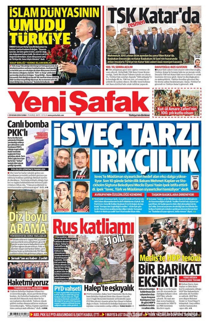 Günün gazete manşetleri  29 Nisan 2016

