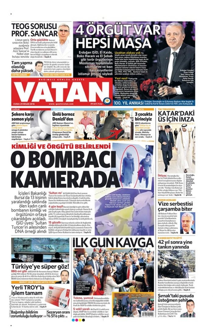 Günün gazete manşetleri  29 Nisan 2016
