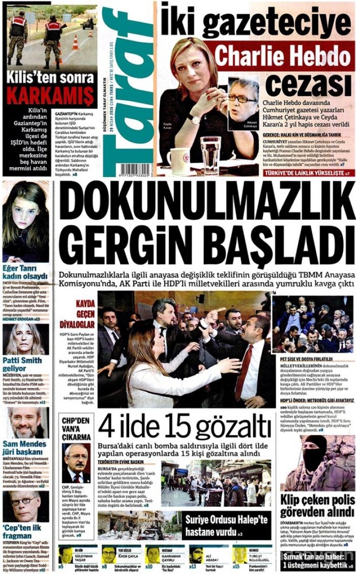 Günün gazete manşetleri  29 Nisan 2016
