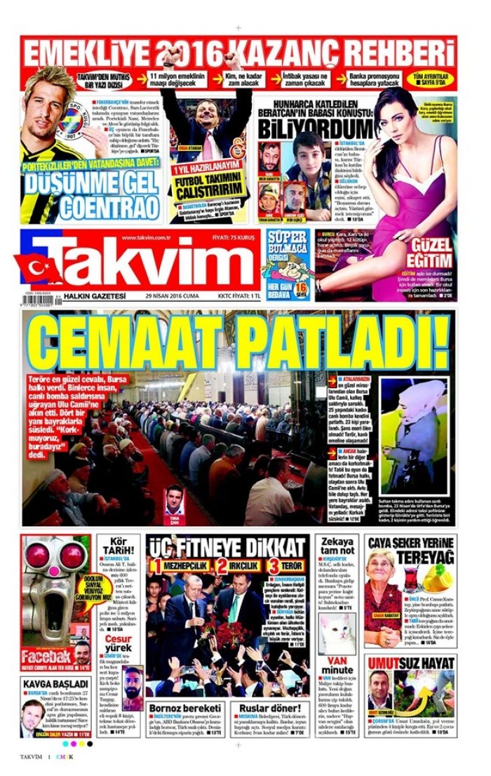 Günün gazete manşetleri  29 Nisan 2016

