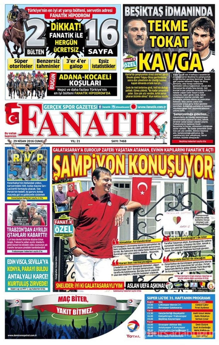 Günün gazete manşetleri  29 Nisan 2016
