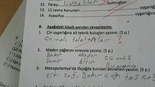 Sınavlarda efsane olmuş cevaplar