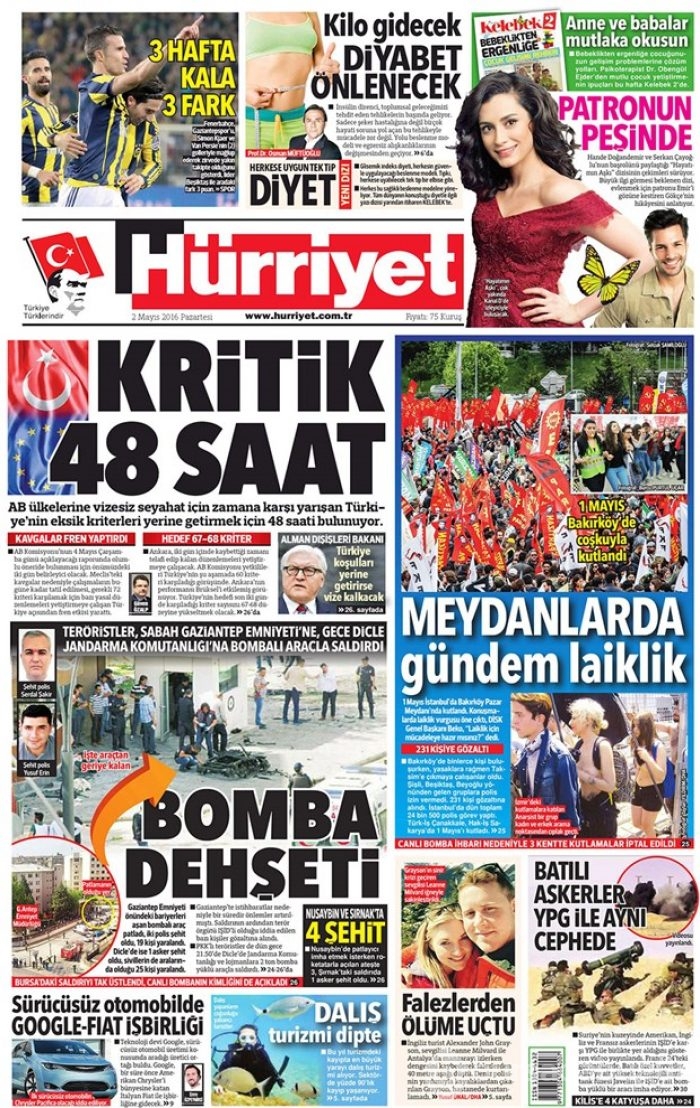 Günün gazete manşetleri - 2 Mayıs 2016