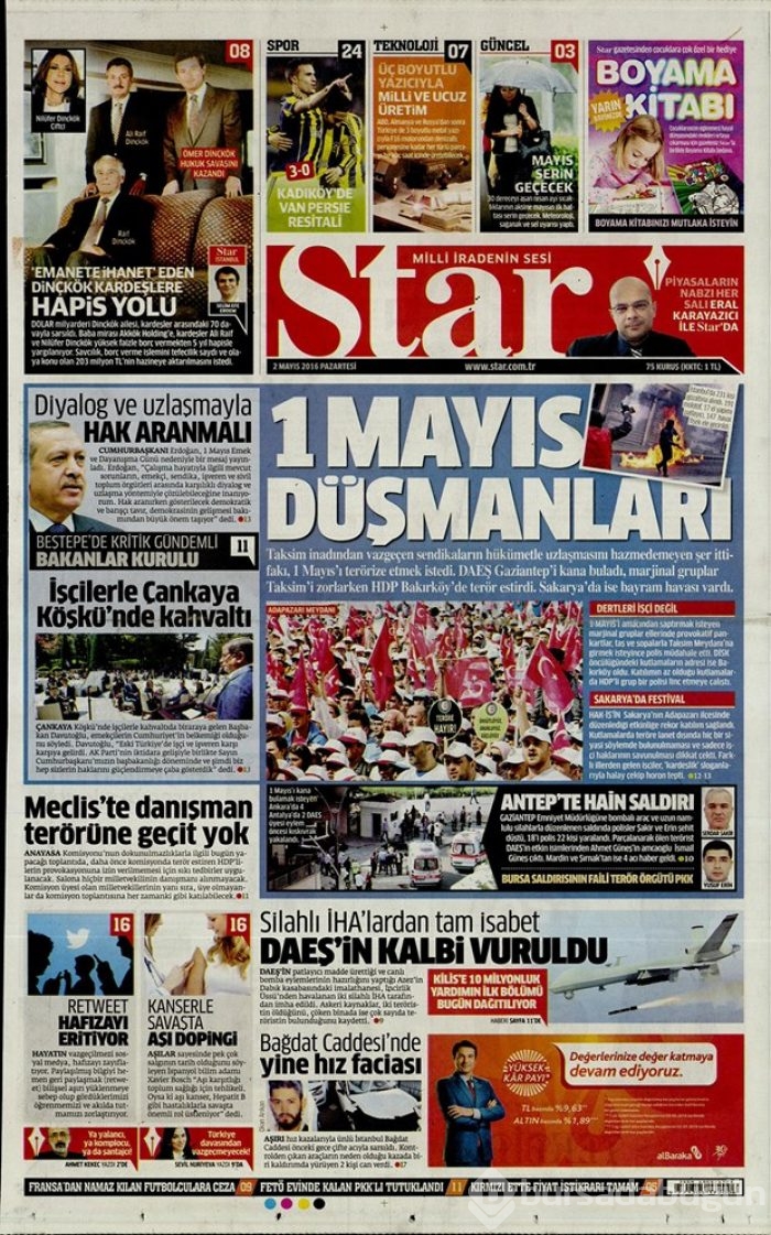Günün gazete manşetleri - 2 Mayıs 2016