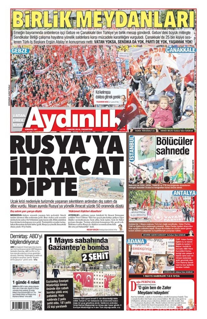 Günün gazete manşetleri - 2 Mayıs 2016