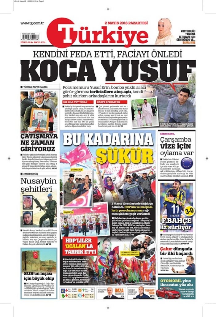 Günün gazete manşetleri - 2 Mayıs 2016