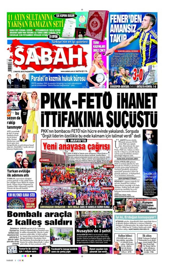 Günün gazete manşetleri - 2 Mayıs 2016