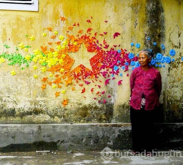 Grafiti ile origami birleşince ortaya bunlar çıktı