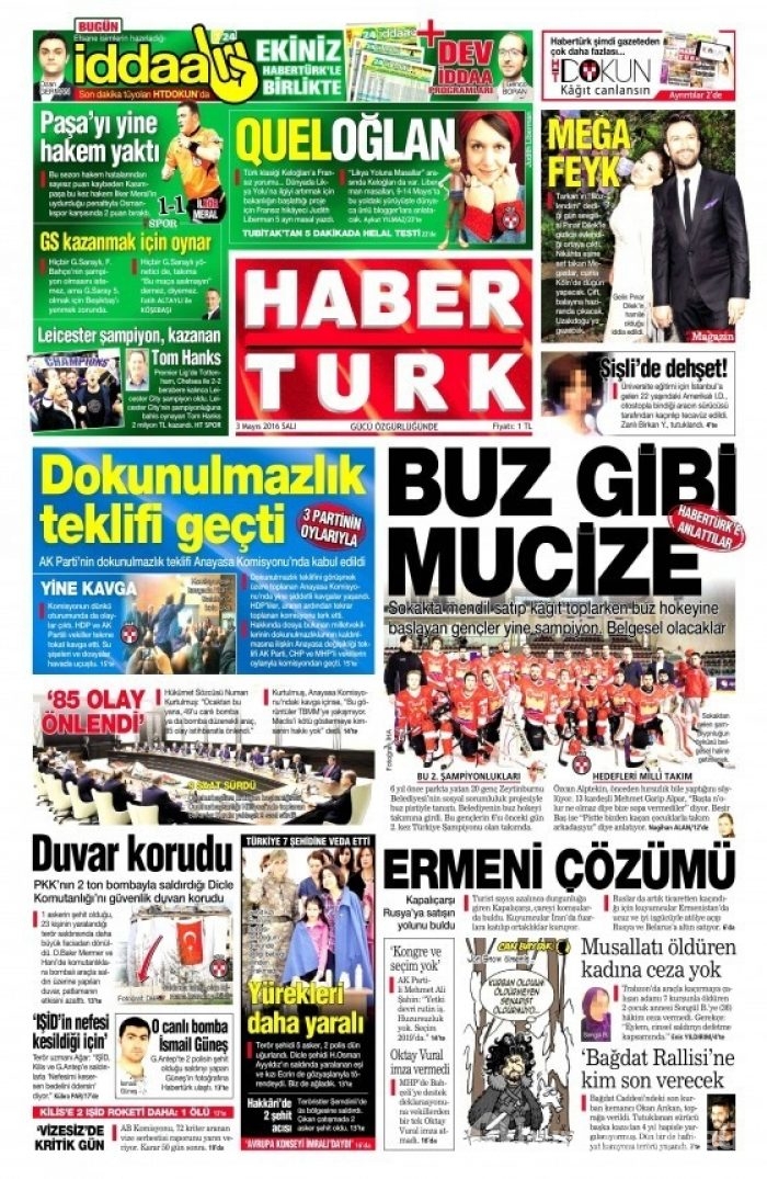 3 Mayıs 2016 gazete manşetleri