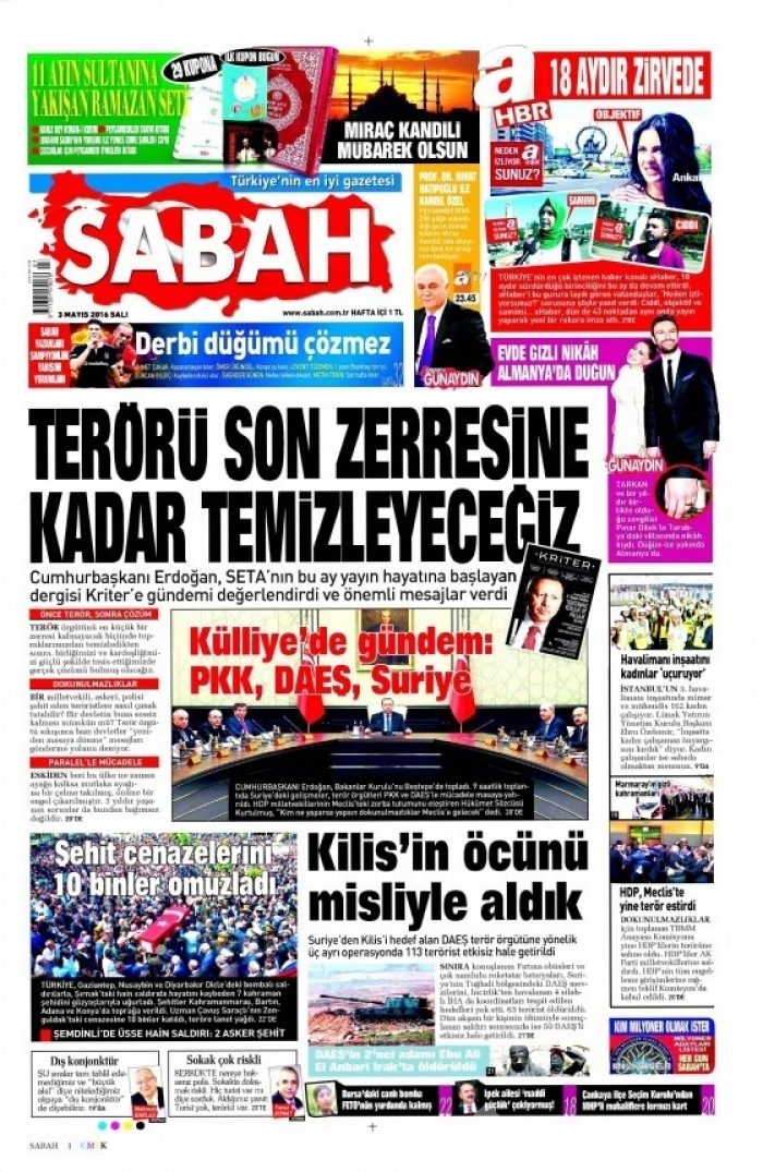 3 Mayıs 2016 gazete manşetleri