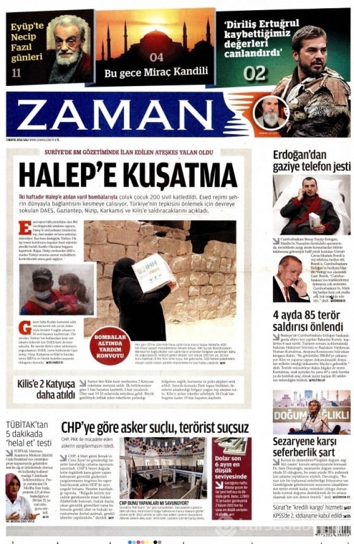 3 Mayıs 2016 gazete manşetleri