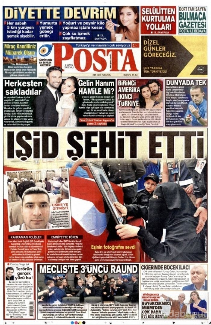 3 Mayıs 2016 gazete manşetleri