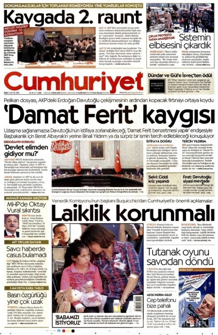 3 Mayıs 2016 gazete manşetleri
