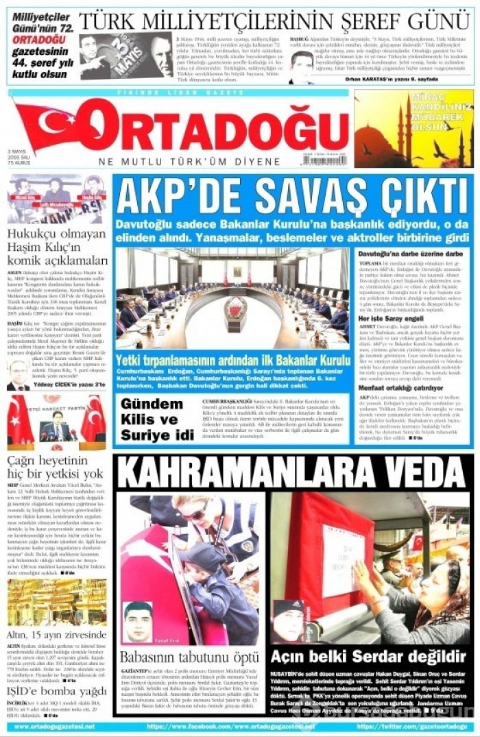 3 Mayıs 2016 gazete manşetleri