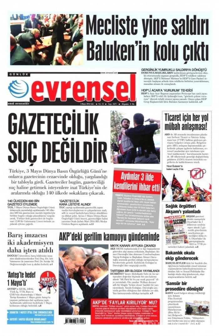 3 Mayıs 2016 gazete manşetleri