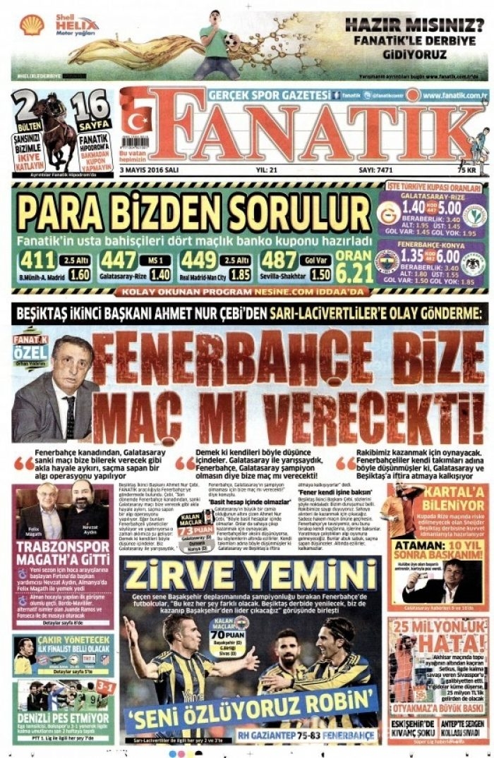 3 Mayıs 2016 gazete manşetleri