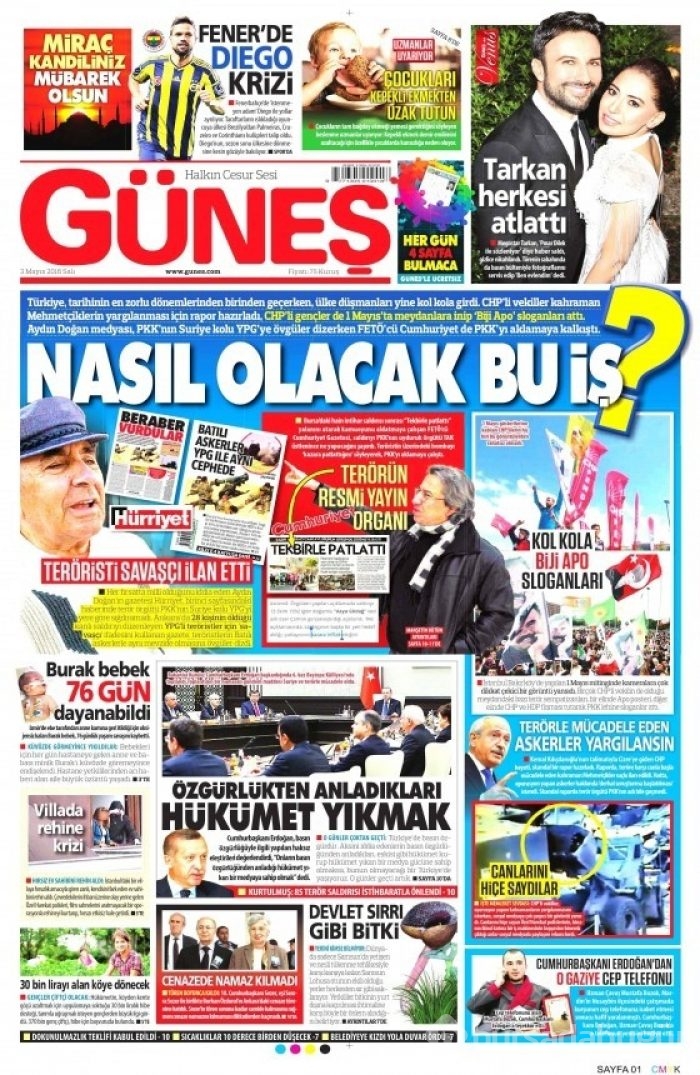 3 Mayıs 2016 gazete manşetleri