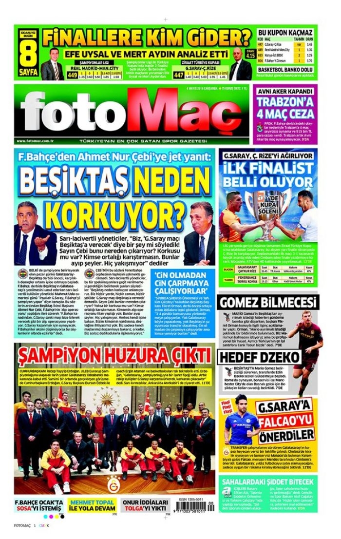 Günün gazete manşetleri 4 Mayıs 2016