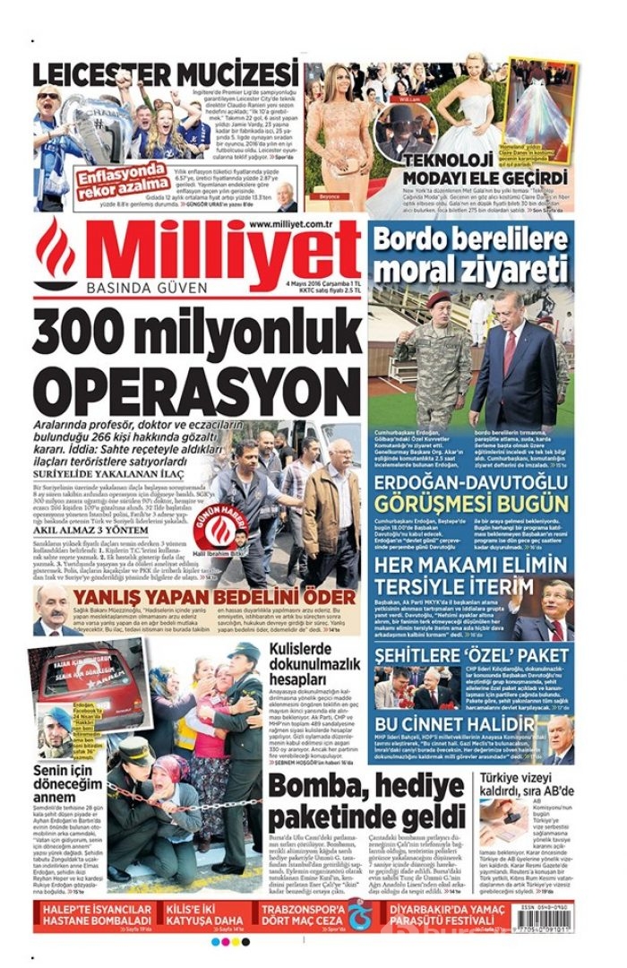 Günün gazete manşetleri 4 Mayıs 2016