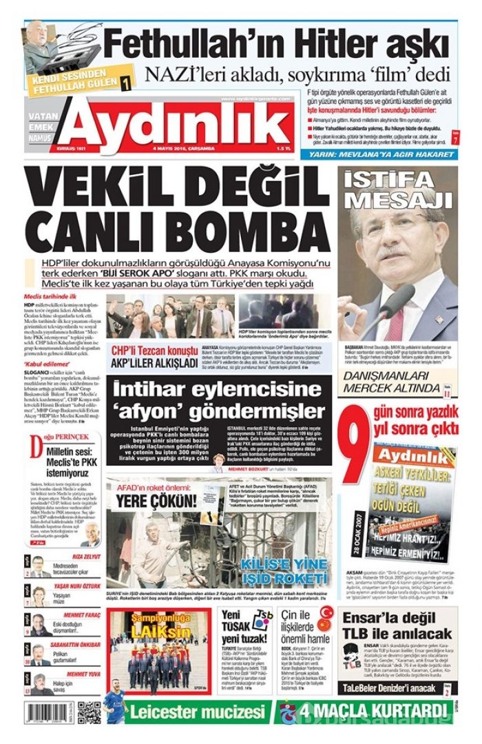 Günün gazete manşetleri 4 Mayıs 2016