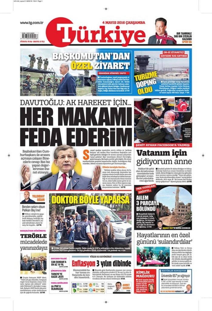 Günün gazete manşetleri 4 Mayıs 2016