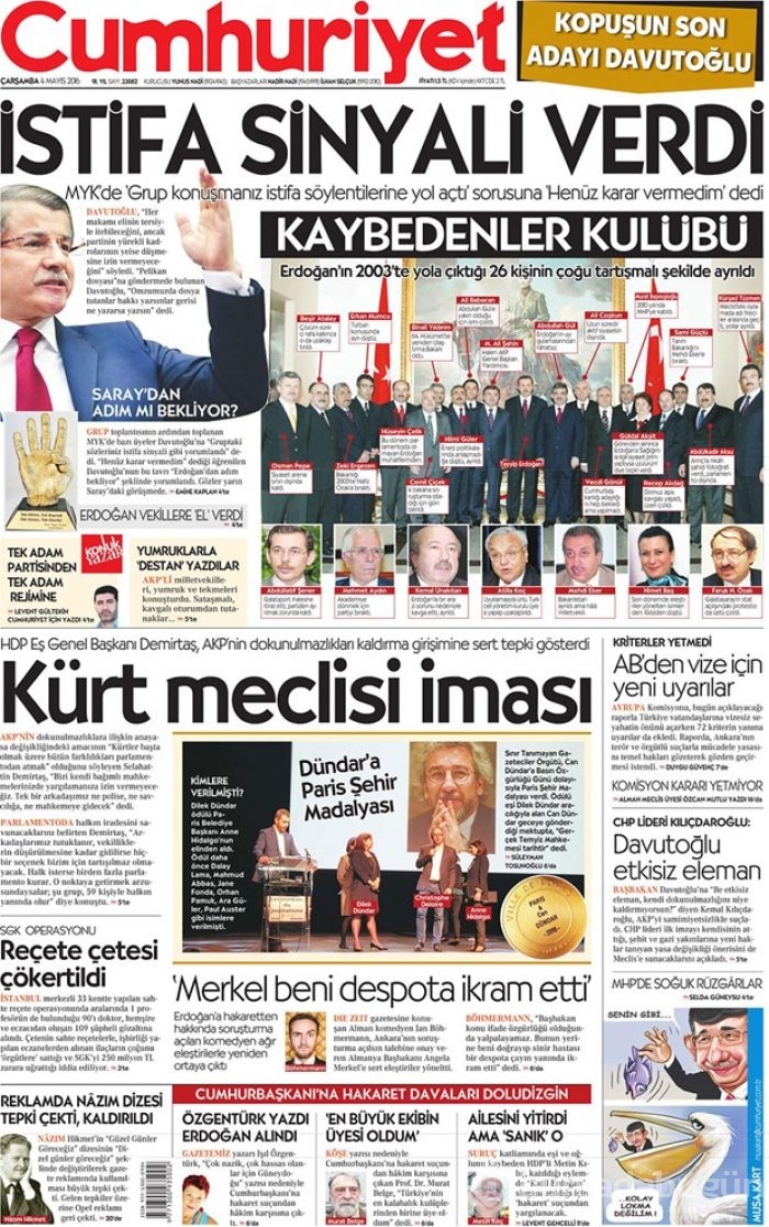 Günün gazete manşetleri 4 Mayıs 2016