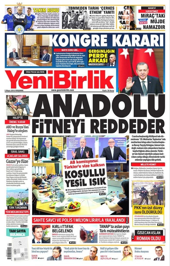 Günün gazete manşetleri 5 Mayıs 2016