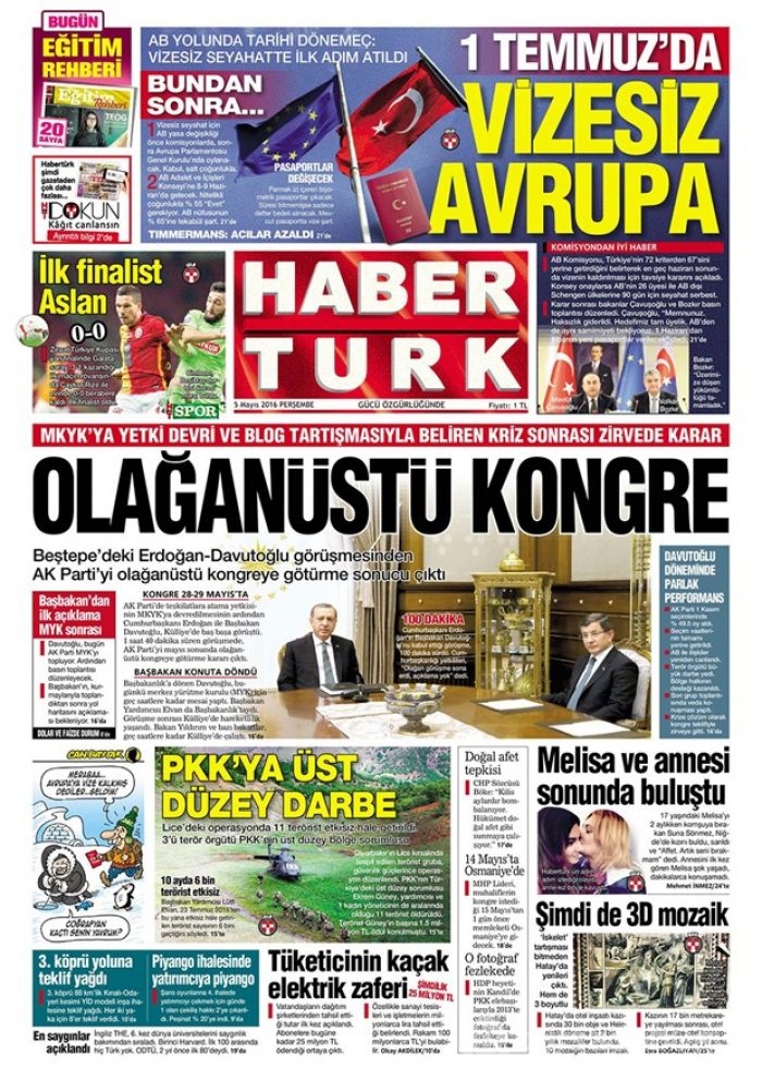 Günün gazete manşetleri 5 Mayıs 2016