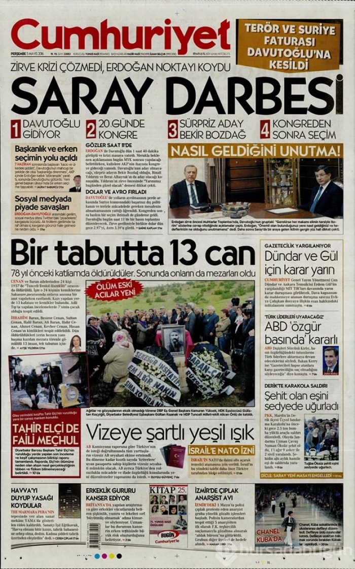 Günün gazete manşetleri 5 Mayıs 2016