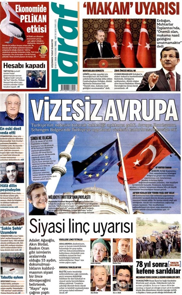 Günün gazete manşetleri 5 Mayıs 2016
