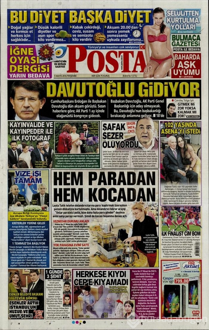 Günün gazete manşetleri 5 Mayıs 2016
