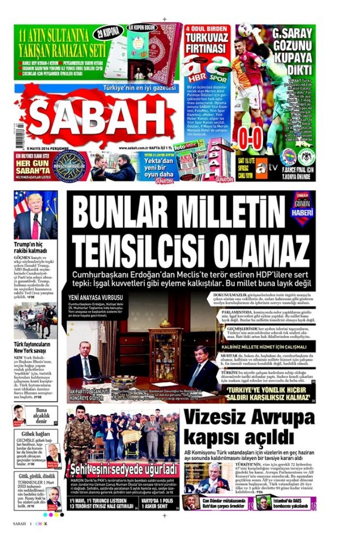Günün gazete manşetleri 5 Mayıs 2016