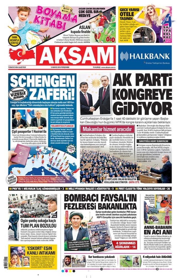 Günün gazete manşetleri 5 Mayıs 2016