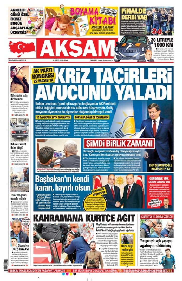 Günün gazete manşetleri 6 Mayıs 2016
