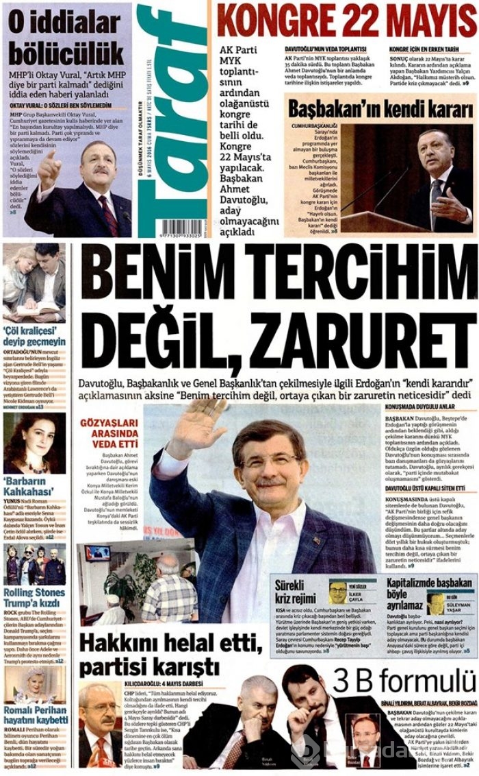 Günün gazete manşetleri 6 Mayıs 2016
