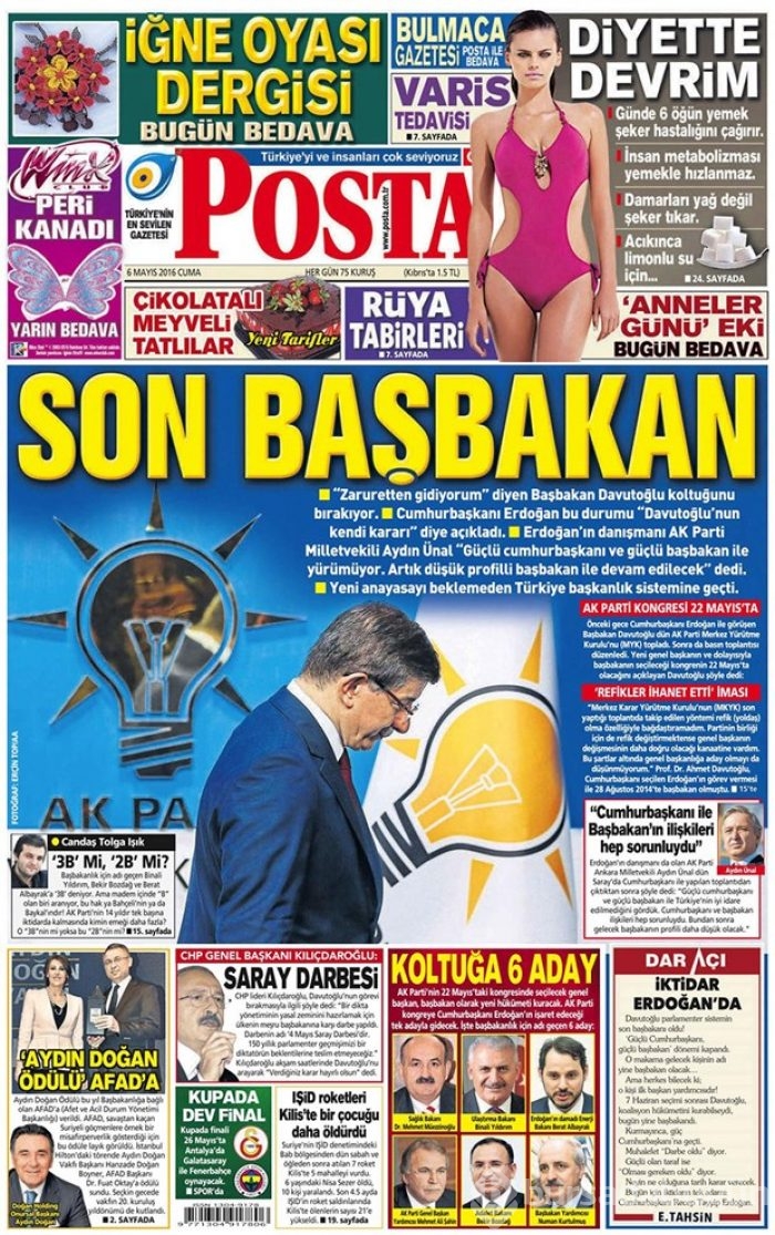 Günün gazete manşetleri 6 Mayıs 2016
