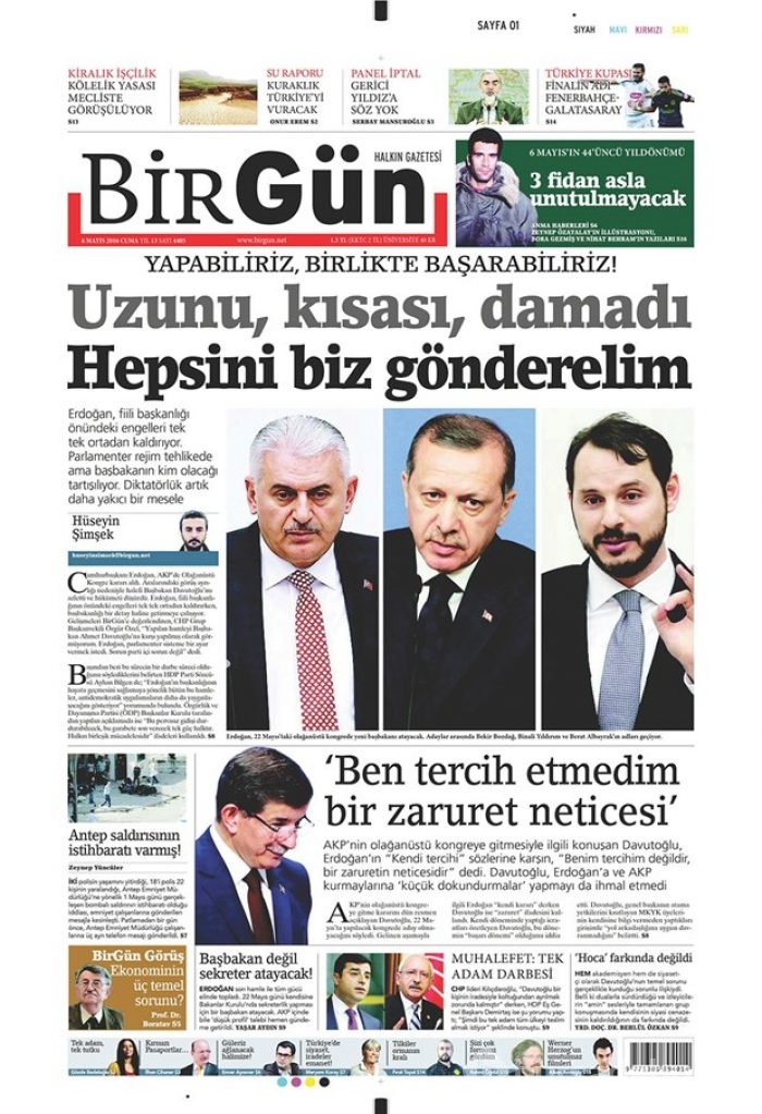 Günün gazete manşetleri 6 Mayıs 2016
