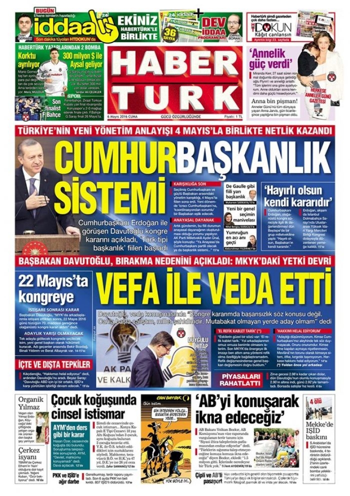 Günün gazete manşetleri 6 Mayıs 2016
