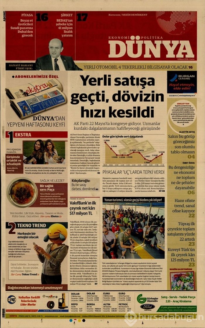 Günün gazete manşetleri 6 Mayıs 2016
