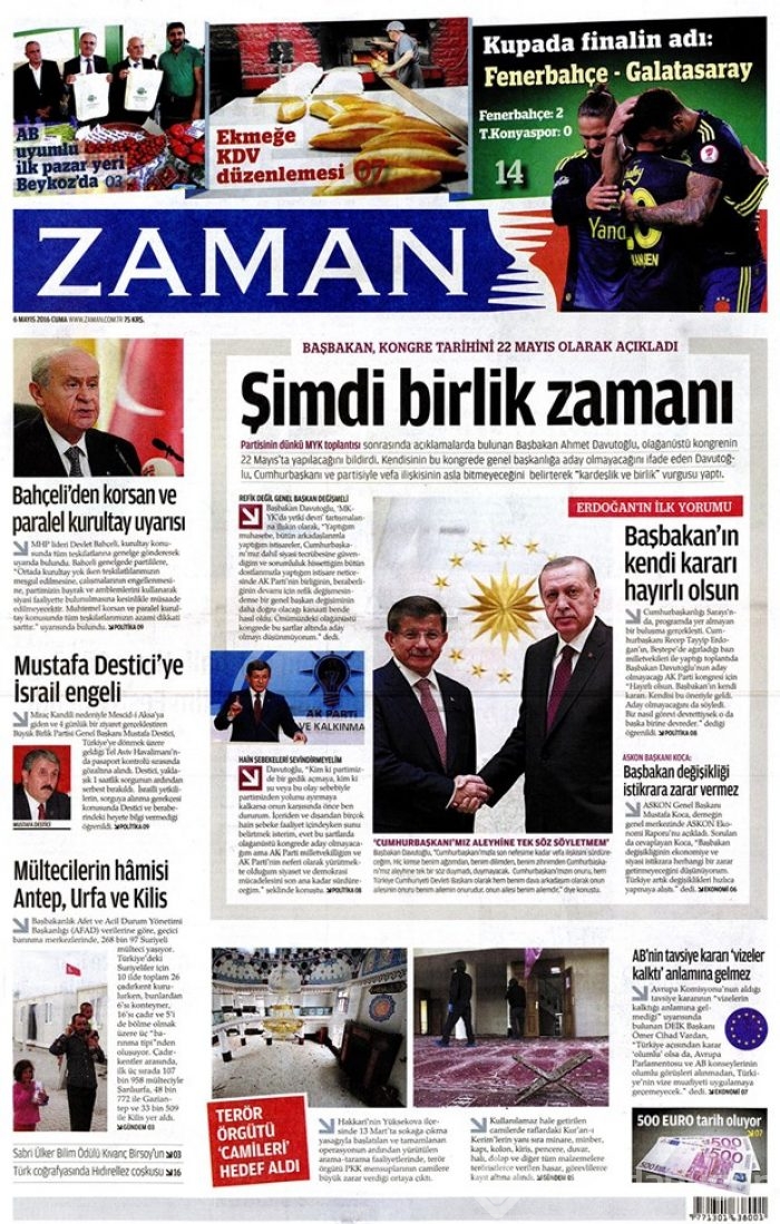 Günün gazete manşetleri 6 Mayıs 2016

