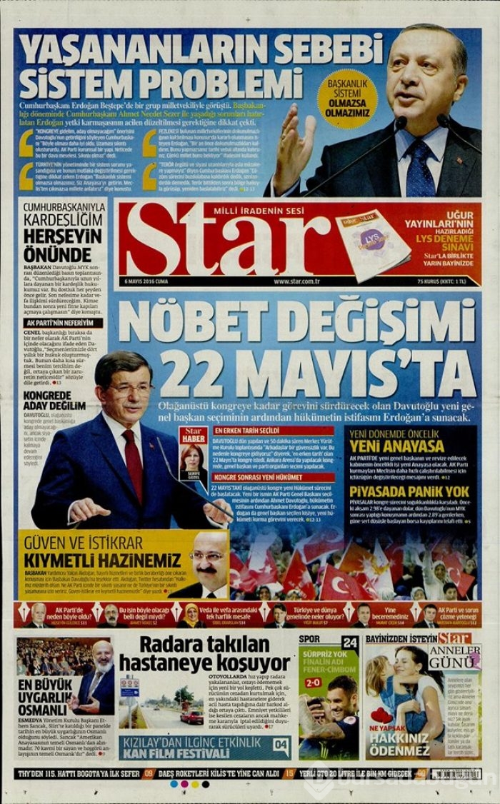 Günün gazete manşetleri 6 Mayıs 2016

