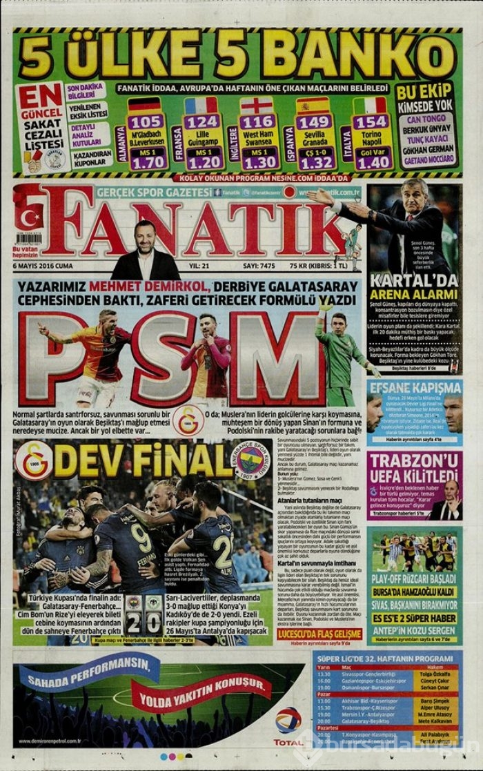 Günün gazete manşetleri 6 Mayıs 2016
