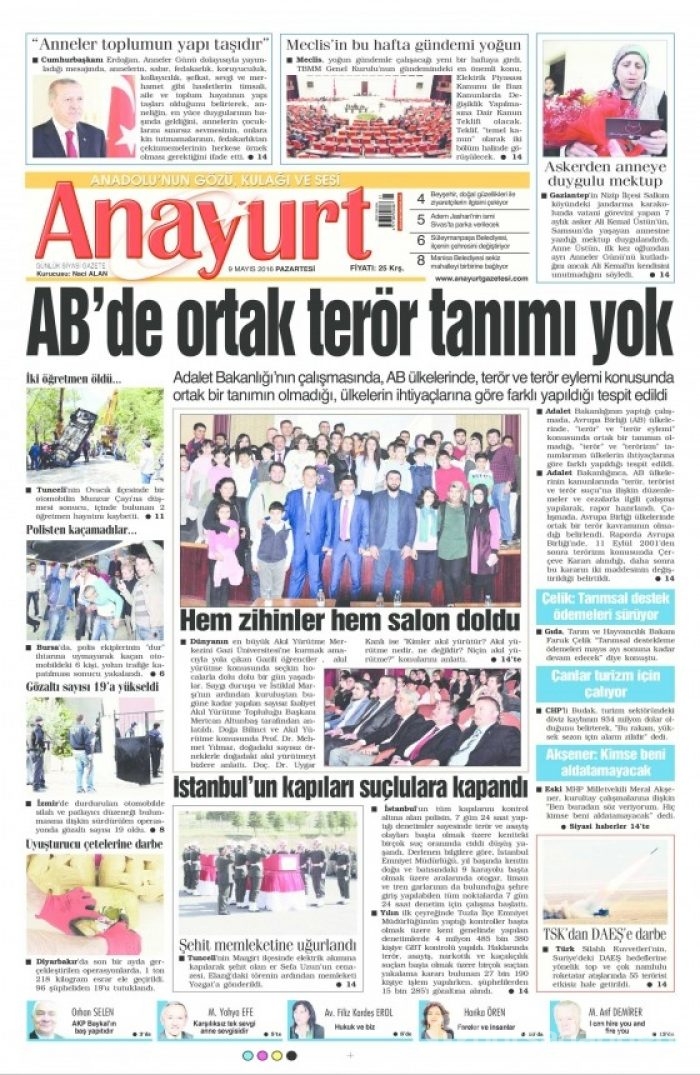 Gazete manşetleri (09.05.2016)