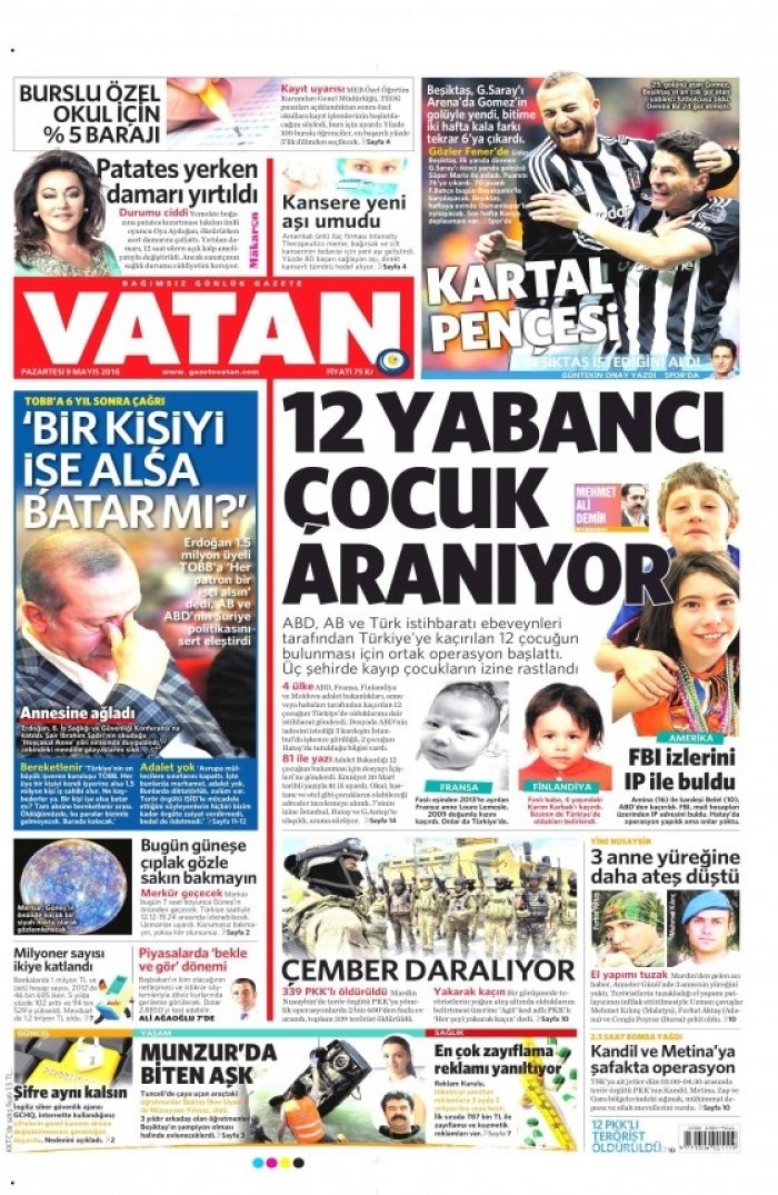Gazete manşetleri (09.05.2016)