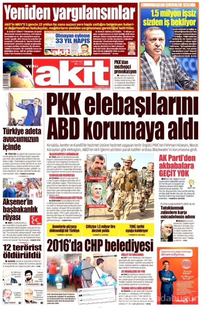 Gazete manşetleri (09.05.2016)