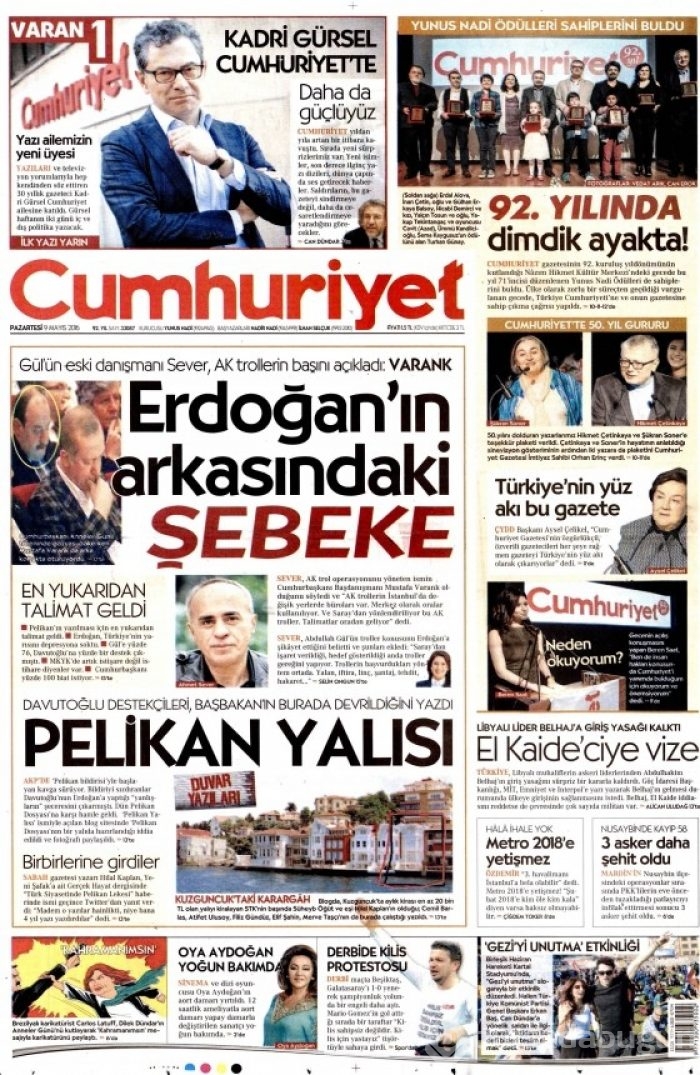 Gazete manşetleri (09.05.2016)