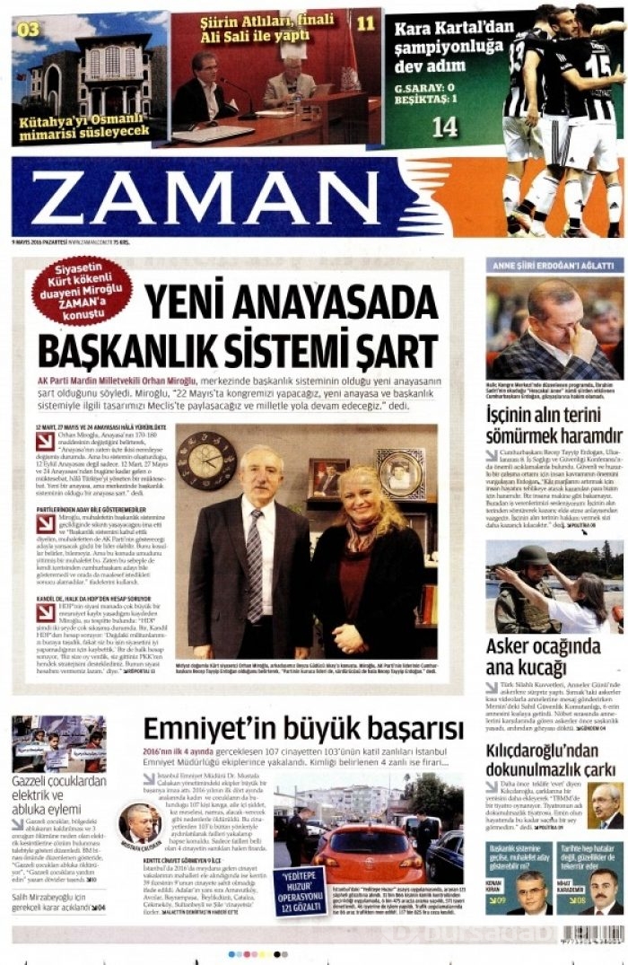Gazete manşetleri (09.05.2016)