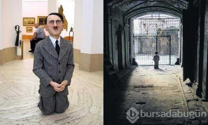 Diz çöken Hitler heykeline servet