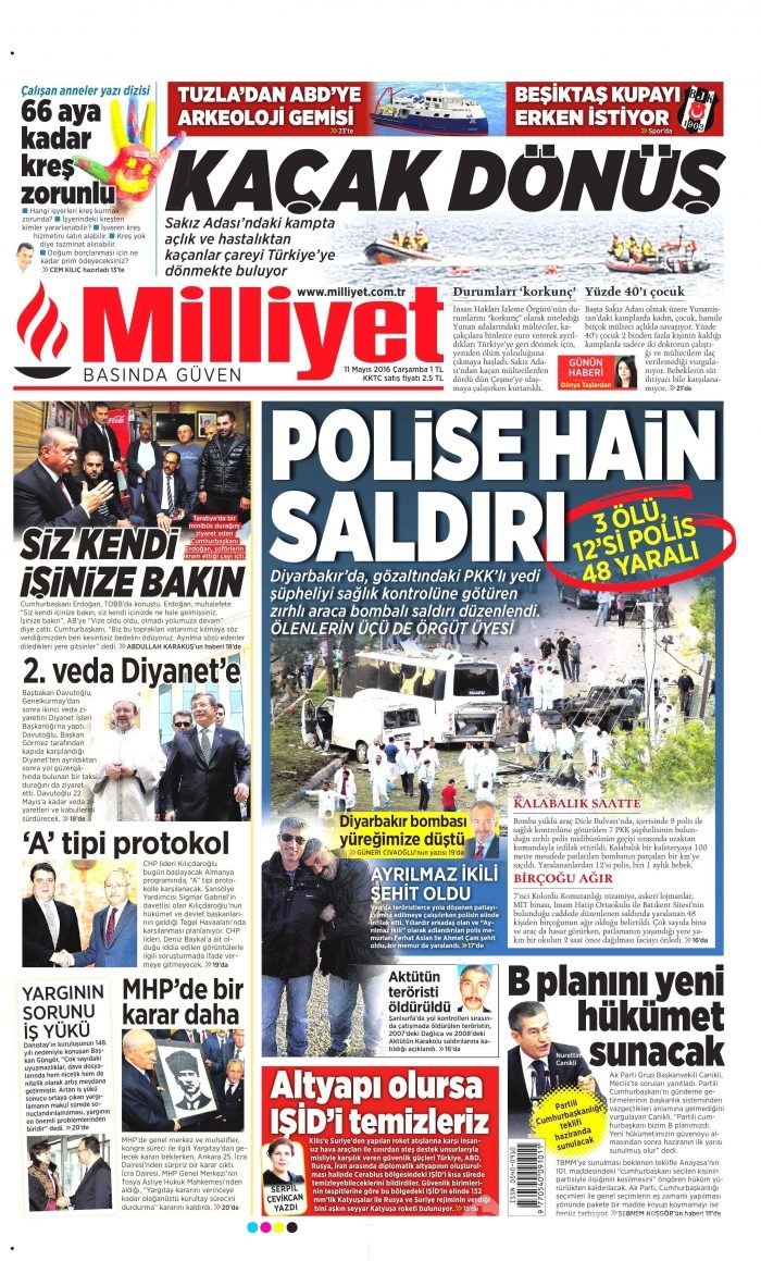 11 Mayıs 2016 gazete manşetleri